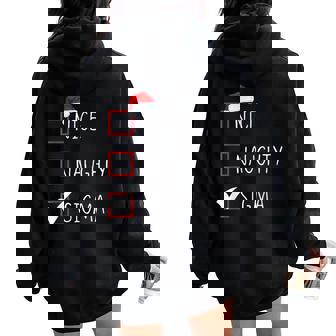 Nice Naughty Sigma List Santa Claus Sarcastic Women Oversized Hoodie Back Print | Seseable UK