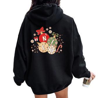 Nicu Nurse Christmas Neonatal Intensive Care Unit Nurse Women Oversized Hoodie Back Print - Thegiftio UK
