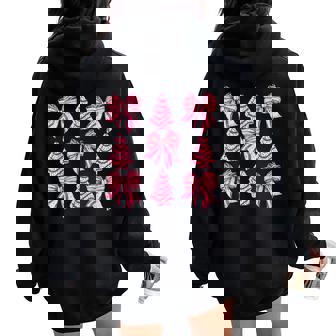 Pink Christmas Tree Cake Trendy Coquette Bow Christmas Women Women Oversized Hoodie Back Print - Thegiftio