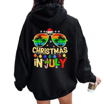 Santa Claus Sunglasses Beach Christmas In July Kid Women Oversized Hoodie Back Print - Thegiftio UK