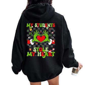 My Students Stole My Heart Christmas Xmas Teacher Women Women Oversized Hoodie Back Print - Thegiftio UK