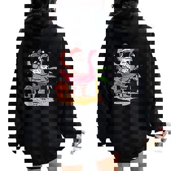 Summer Santa Flamingo Floater Christmas In July Women Oversized Hoodie Back Print - Monsterry