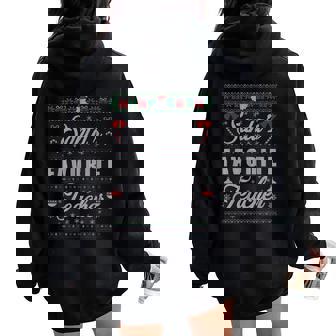 Teacher Always Make The Nice List Ugly Christmas Sweater Women Oversized Hoodie Back Print - Seseable