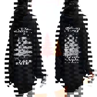 Tis The Season To Sparkle Cute Pink Christmas Tree Womens Women Oversized Hoodie Back Print - Thegiftio