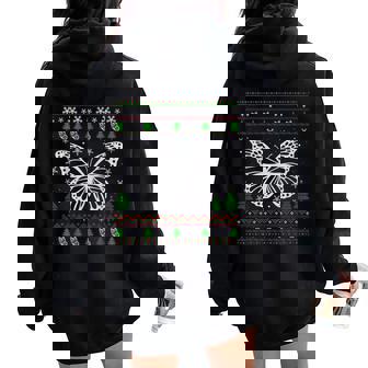 Ugly Christmas Sweater For Butterfly Lovers Ugly Women Oversized Hoodie Back Print - Thegiftio