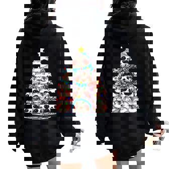 Ugly Christmas Sweater Sloth Tree Christmas Sloth Women Oversized Hoodie Back Print | Seseable CA
