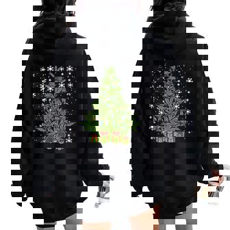 Weed Christmas Tree Xmas Cannabis 420 Pot Women Women Oversized Hoodie Back Print - Thegiftio UK