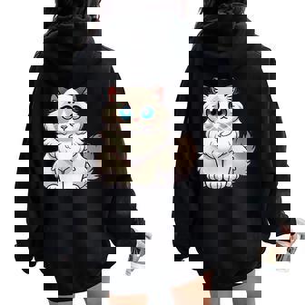 Kawaii Ragdoll Cat Fluffy Cat Lover Women Oversized Hoodie Back Print - Monsterry