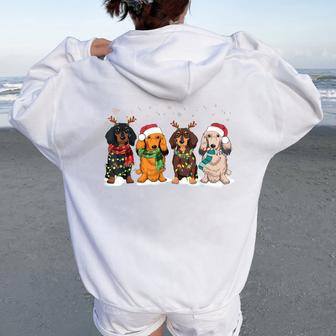 Dachshund Christmas Weiner Dog Christmas Pajamas For Women Women Oversized Hoodie Back Print - Thegiftio UK