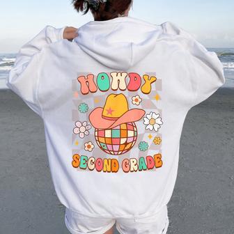 2Nd Grade Teacher Rodeo Country Western Howdy Second Grade Women Oversized Hoodie Back Print - Thegiftio UK