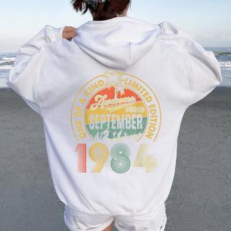 40 Years Old Vintage Retro September 1984 Birthday Women Women Oversized Hoodie Back Print - Thegiftio UK