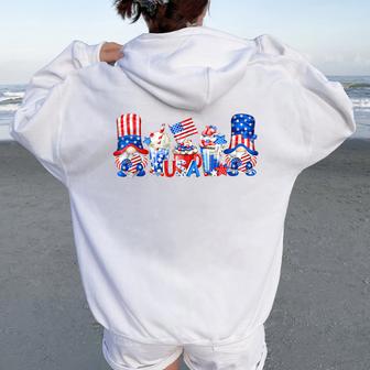 American Flag For 4Th Of July Gnome Women Oversized Hoodie Back Print | Seseable UK