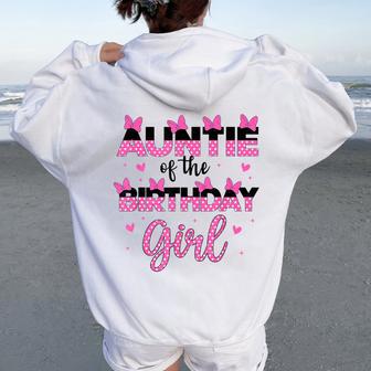 Auntie Of The Birthday Girl Mouse Family Matching Aunt Women Oversized Hoodie Back Print - Thegiftio UK