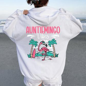 Auntiemingo Summer Vibes Auntie Flamingo Aunt Women Oversized Hoodie Back Print - Monsterry UK