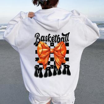 Basketball Coquette Bow Basketball Mom Game Day Women Women Oversized Hoodie Back Print - Thegiftio UK
