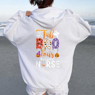 Boo Ghost Nursing Halloween Fab Boo Lous Hospice Nurse Women Oversized Hoodie Back Print - Thegiftio UK