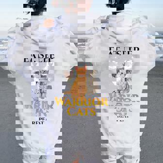 Cat Warriors Eat Sleep Cat Warrior Women Oversized Hoodie Back Print - Thegiftio