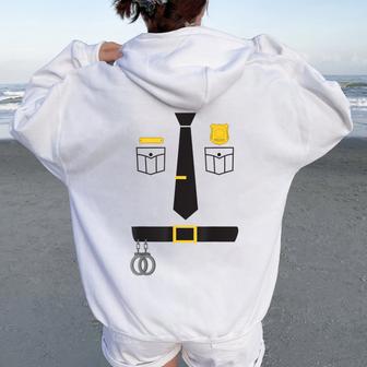 Cool Police Officer Costume For Boys Cop Policeman Women Oversized Hoodie Back Print - Thegiftio UK