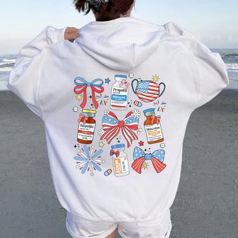 Coquette Bow 4Th Of July Nurse Girly Pharmacy Icu Nurse Crna Women Oversized Hoodie Back Print - Thegiftio UK