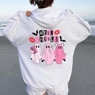Cute Ghost Mean Ghouls Halloween Costume Spooky Women Women Oversized Hoodie Back Print - Thegiftio UK