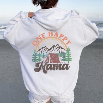Cute One Happy Camper Birthday Decorations One Happy Mama Women Oversized Hoodie Back Print - Thegiftio UK