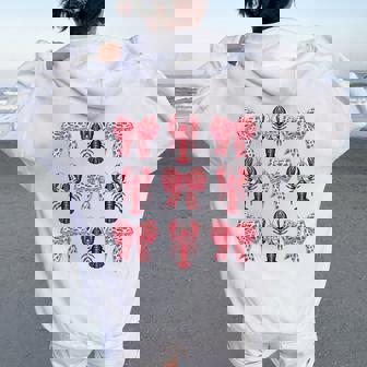 Cute Pink Bow Coquette Crawfish Clean Girl Aesthetic Lobster Women Oversized Hoodie Back Print | Seseable UK