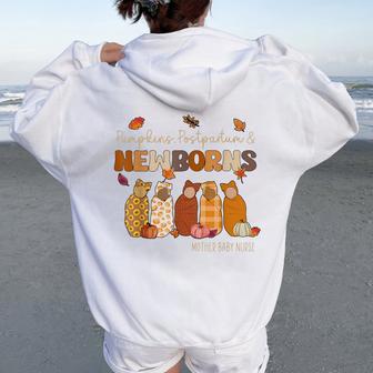 Fall Mother Baby Nurse Postpartum Nicu Nurse Pumpkins Women Oversized Hoodie Back Print - Thegiftio UK
