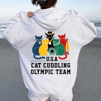 Cat Quote Cat Cuddling Olympic Team Cool Women Women Oversized Hoodie Back Print - Thegiftio UK