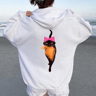 Childless Cat Lady And Cat Guy Women Oversized Hoodie Back Print - Thegiftio UK