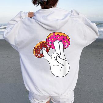 Inappropriate And Embarrassing Dirty Adult Humor Donut Women Oversized Hoodie Back Print - Thegiftio UK
