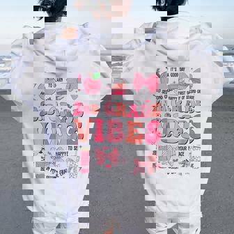 Girls 2Nd Grade Vibes Coquette Bow Back To School Teacher Women Oversized Hoodie Back Print | Mazezy