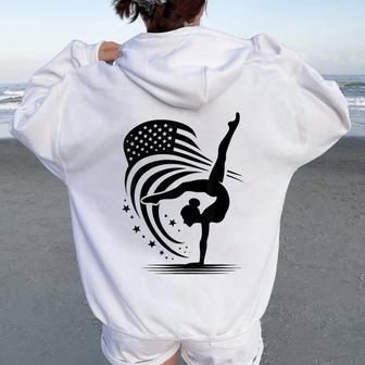 Girls 4Th Of July Gymnastics Usa American Flag Women Oversized Hoodie Back Print | Seseable UK