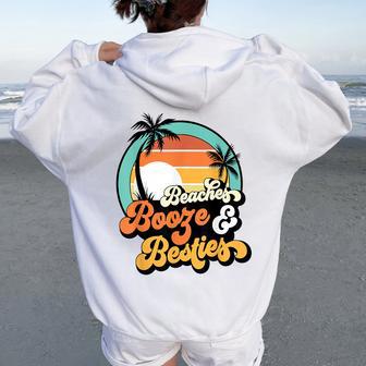 Girls Trip Matching Beaches Booze Besties Best Friends Women Oversized Hoodie Back Print - Thegiftio UK