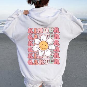 Groovy Kindergarten Back To School First Day Of Kindergarten Women Oversized Hoodie Back Print - Thegiftio UK