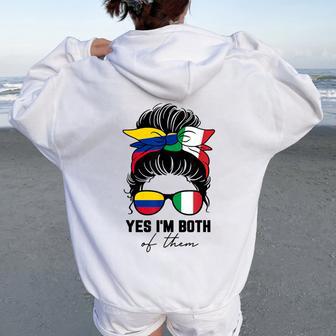 Half Colombian Half Italian Girl Colombia Italy Flag Women Oversized Hoodie Back Print - Thegiftio UK