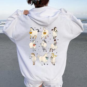 Halloween Horse Ghost Boo Pumpkin Costume For Girl Women Oversized Hoodie Back Print - Thegiftio UK