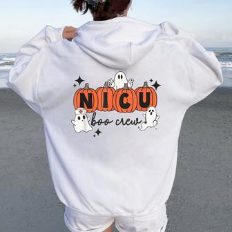 Halloween Nicu Boo Crew Nicu Nurse Squad Hospital Party Women Oversized Hoodie Back Print - Thegiftio UK
