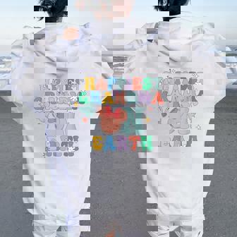 Happiest Grandma On Earth Groovy Mom Women Oversized Hoodie Back Print - Thegiftio