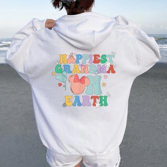 Happiest Grandma On Earth Groovy Mom Women Oversized Hoodie Back Print - Thegiftio UK