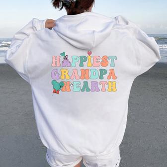 Happiest Grandpa On Earth Groovy Dad Women Oversized Hoodie Back Print - Thegiftio UK