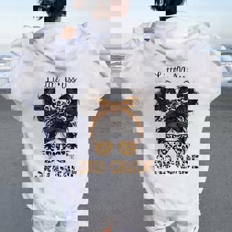 Hello 3Rd Grade Messy Hair Bun Girl Leopard Back To School Women Oversized Hoodie Back Print | Seseable CA