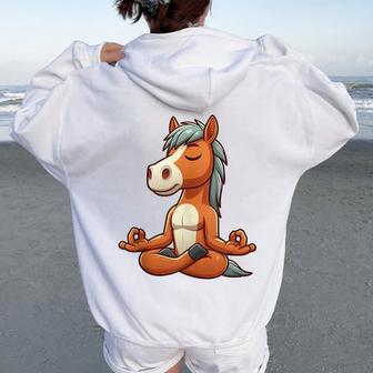 Horse Yoga Meditation Women Oversized Hoodie Back Print - Thegiftio UK