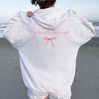I'm Literally Just A Girl Sad Hamster Meme With Pink Ribbon Women Oversized Hoodie Back Print - Thegiftio UK