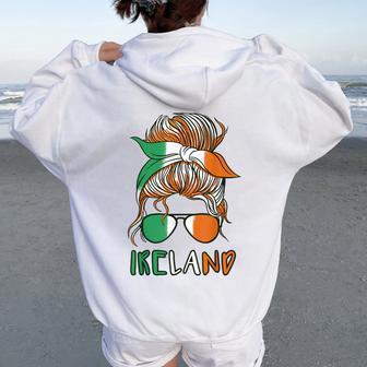 Ireland Girls Éire Irish Flag Irish Girl Women Oversized Hoodie Back Print - Thegiftio UK