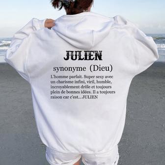 Julien Prénom Définition Synonyme Dieu Drôle Humour Sweat à capuche oversize pour femme avec imprimé dans le dos - Cadeauxyz