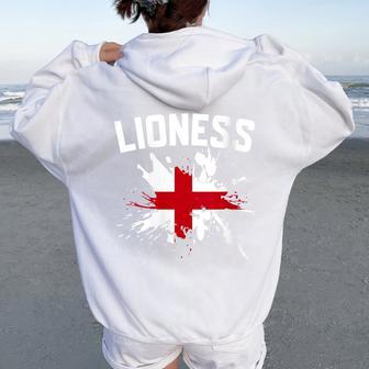 Lioness & England Flag Splatter For & Girls Women Oversized Hoodie Back Print - Thegiftio UK