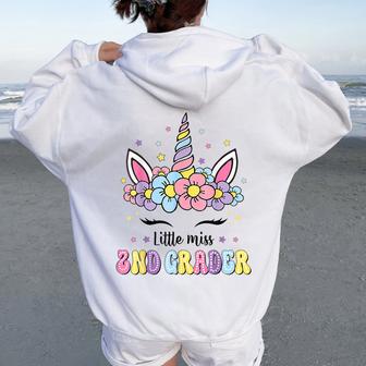 Little Miss 2Nd Grade Grader Hello First Day Of School Girls Women Oversized Hoodie Back Print - Thegiftio UK