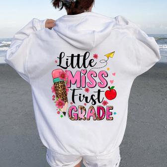 Little Miss First Grade Back To School 1St Grade Girl Women Oversized Hoodie Back Print - Thegiftio UK