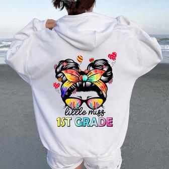 Little Miss First Grade Back To School 1St Grade Girls Women Oversized Hoodie Back Print - Thegiftio UK