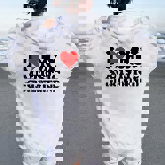 I Love My Autistic Girlfriend Heart My Autism Gf Felpa con cappuccio oversize da donna con stampa posteriore - Novitaregali